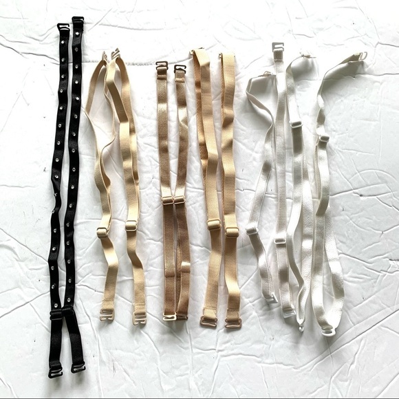 Removable Adjustable Bra Straps Lot of 6 Pairs - Nude Cream, White, Black - Picture 1 of 6